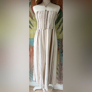 Rip Curl Cream and Brown Vertical Stripe Pantsuit